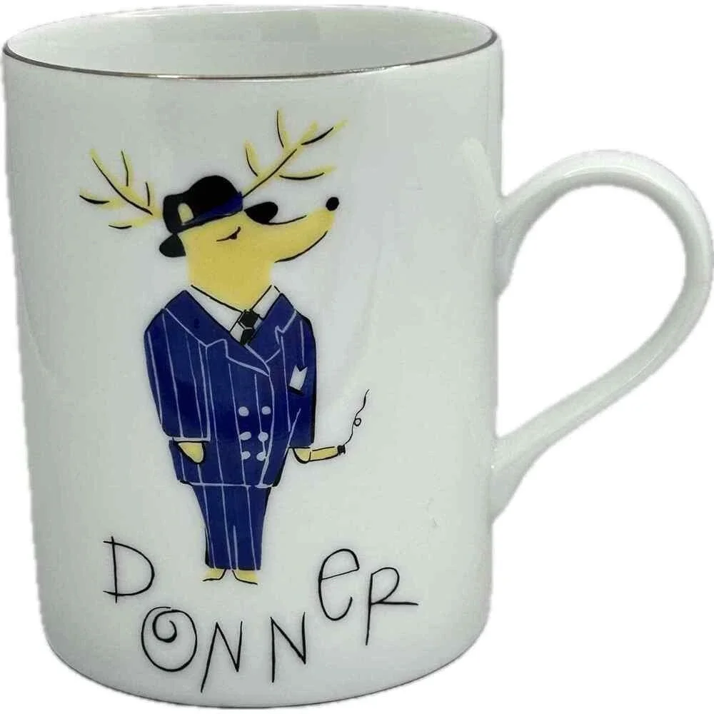 Pottery Barn DONNER Reindeer Porcelain Mug 12 oz.